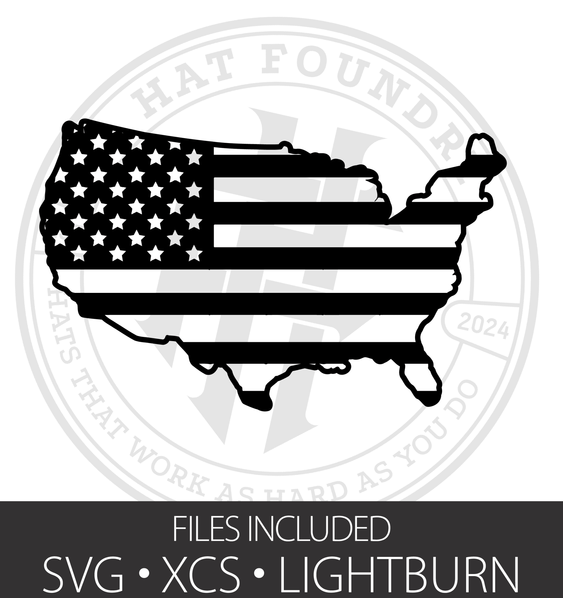 All - American Hat Patch SVG – Bold USA Flag Inlay Design for Laser Engraving - Hat Foundry