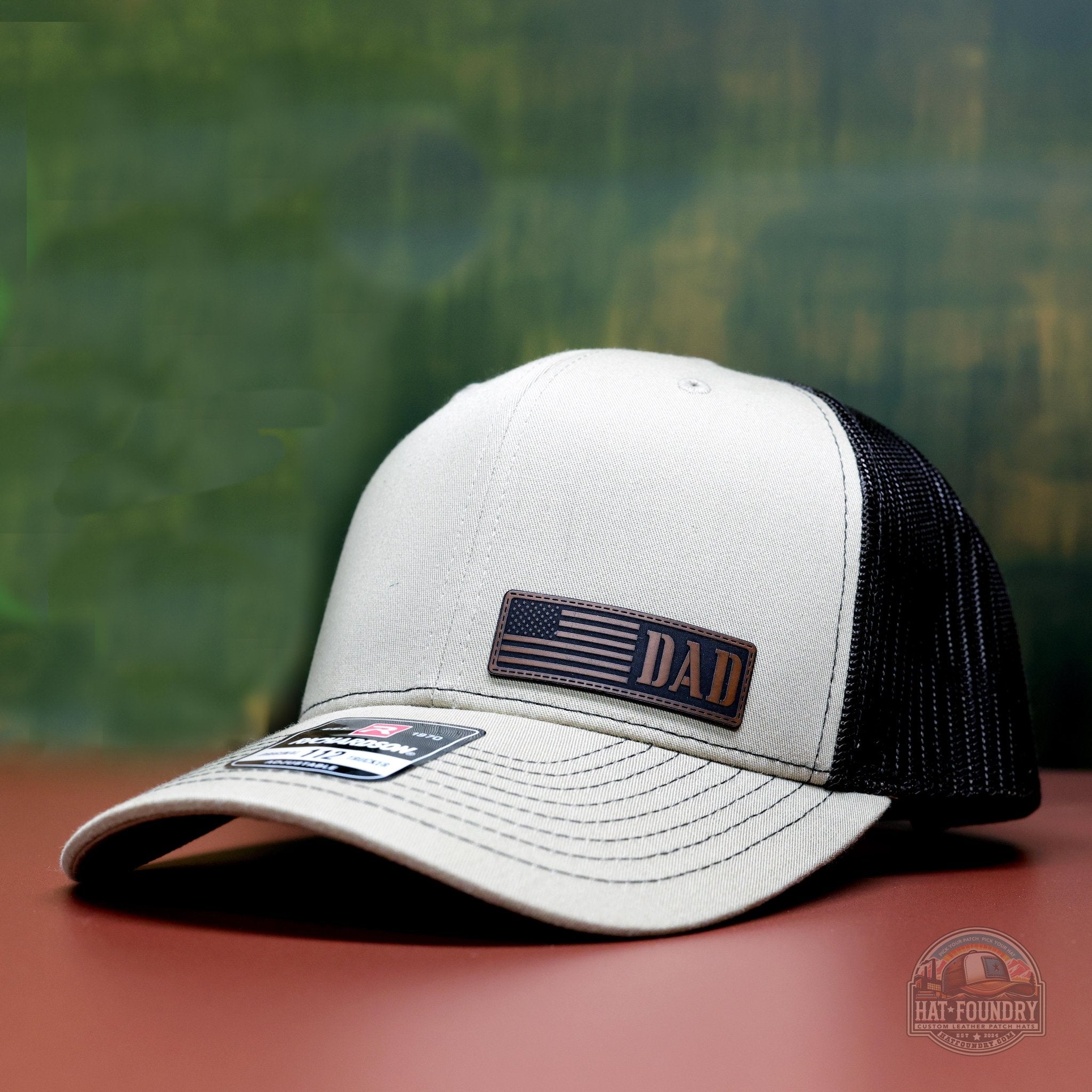 American Flag Leather Patch Dad Hat – Rugged, Adjustable, Patriotic Gift for Him - Hat Foundry