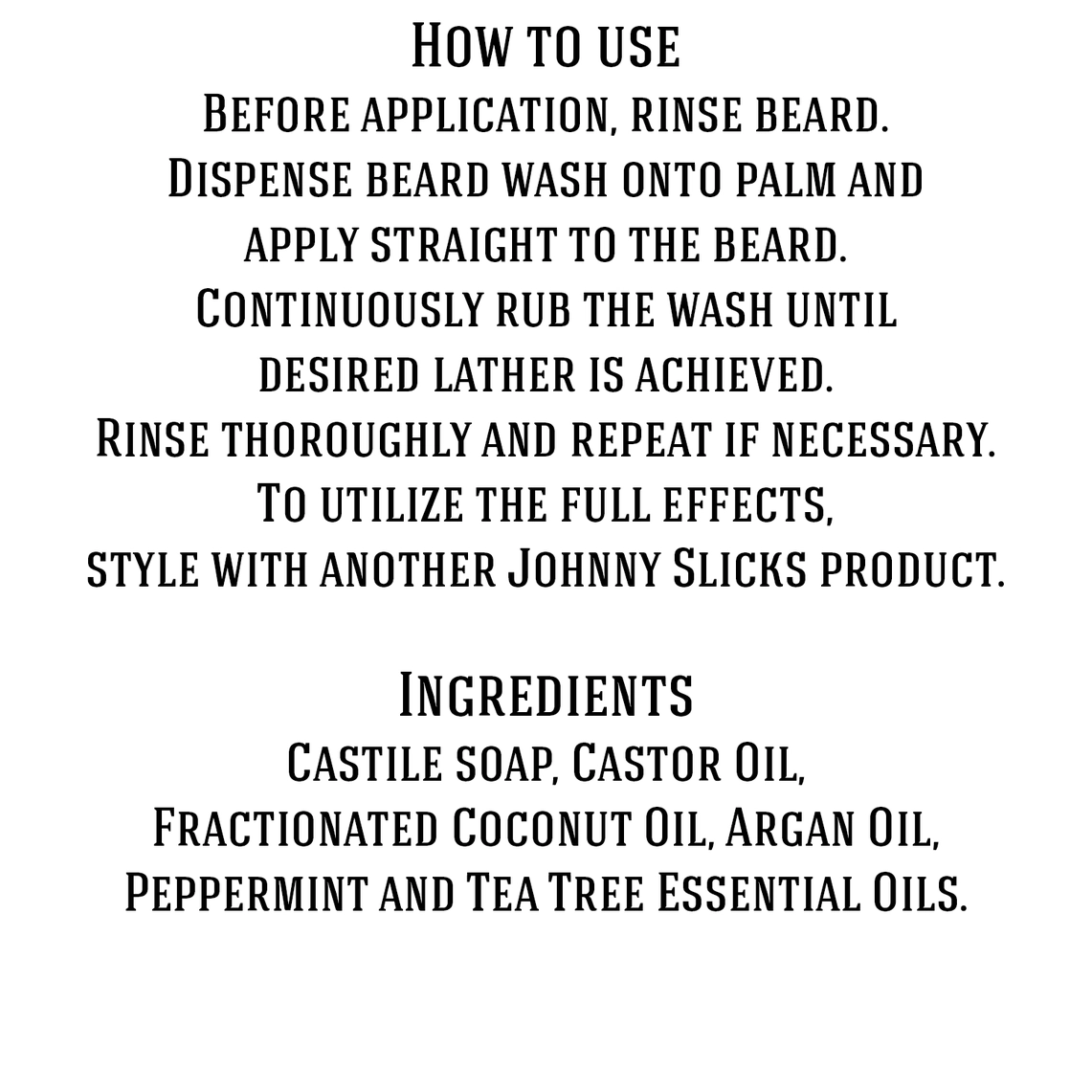 Johnny Slicks Organic Hand Whipped Beard Wash - Hat Foundry Mercantile