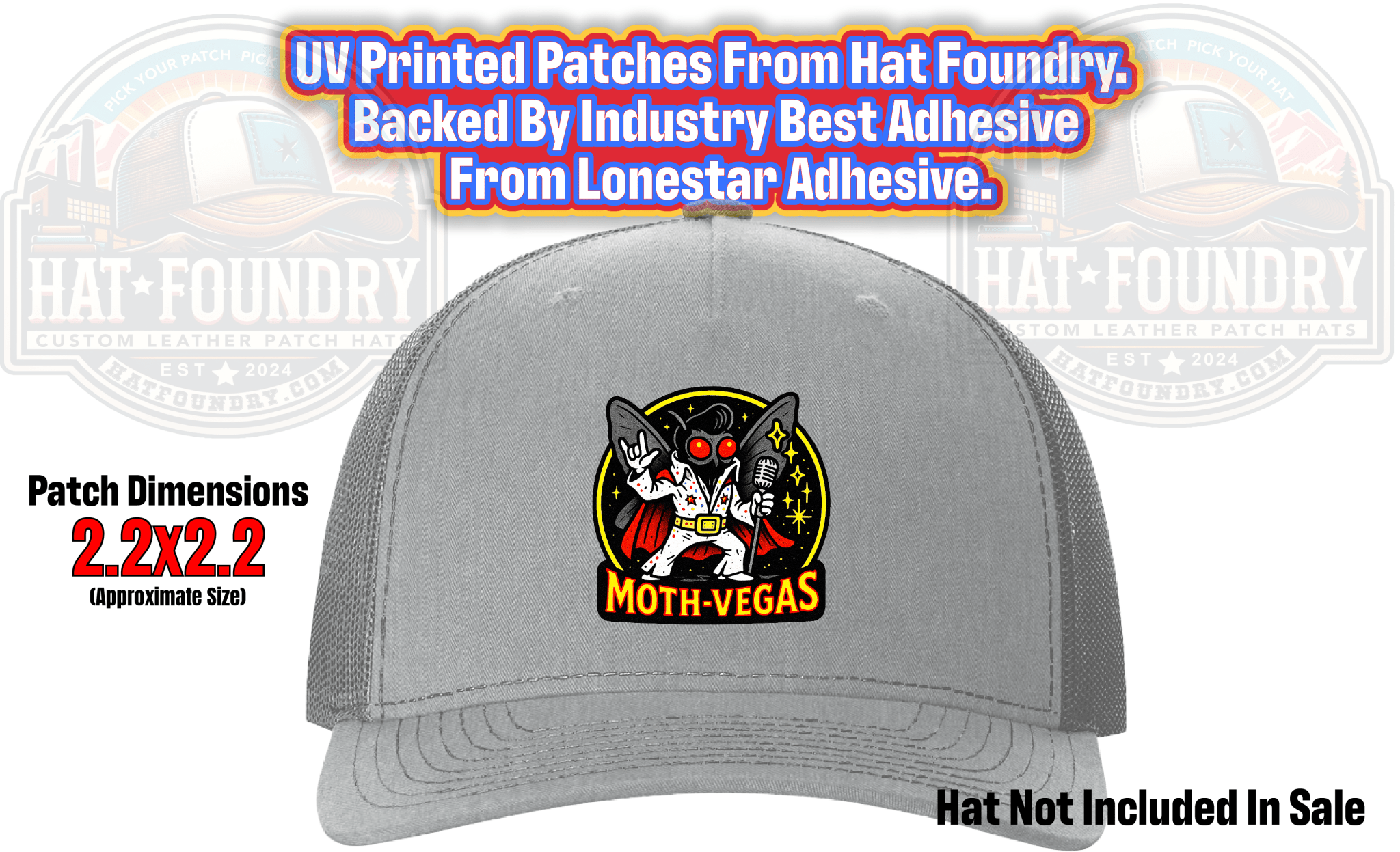 Moth - Vegas Mothman and Elvis Mashup UV Printed Patch - Hat Foundry Mercantile