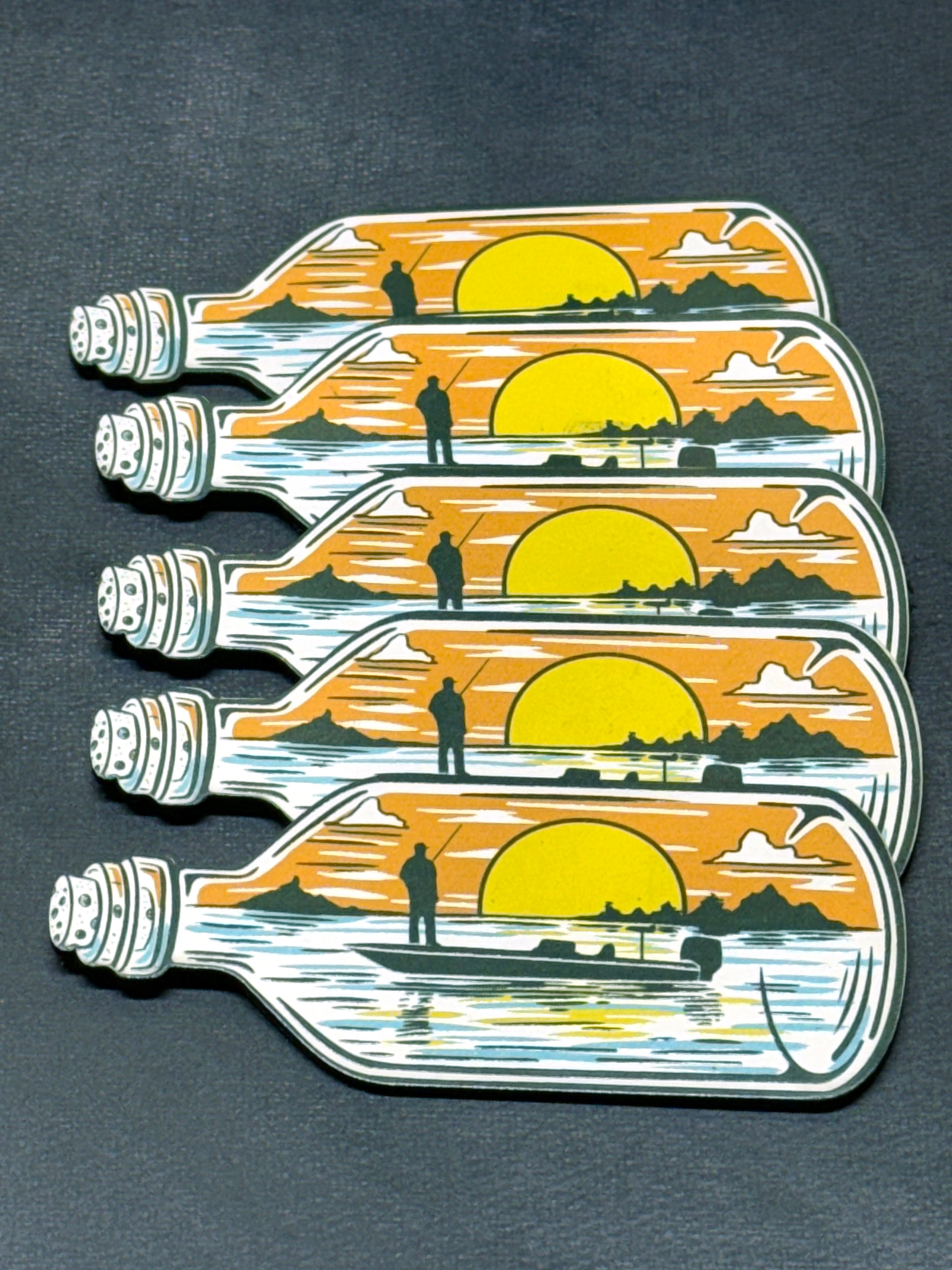 Castaway Catch – Bottle Scene Fishing Patch UV Printed