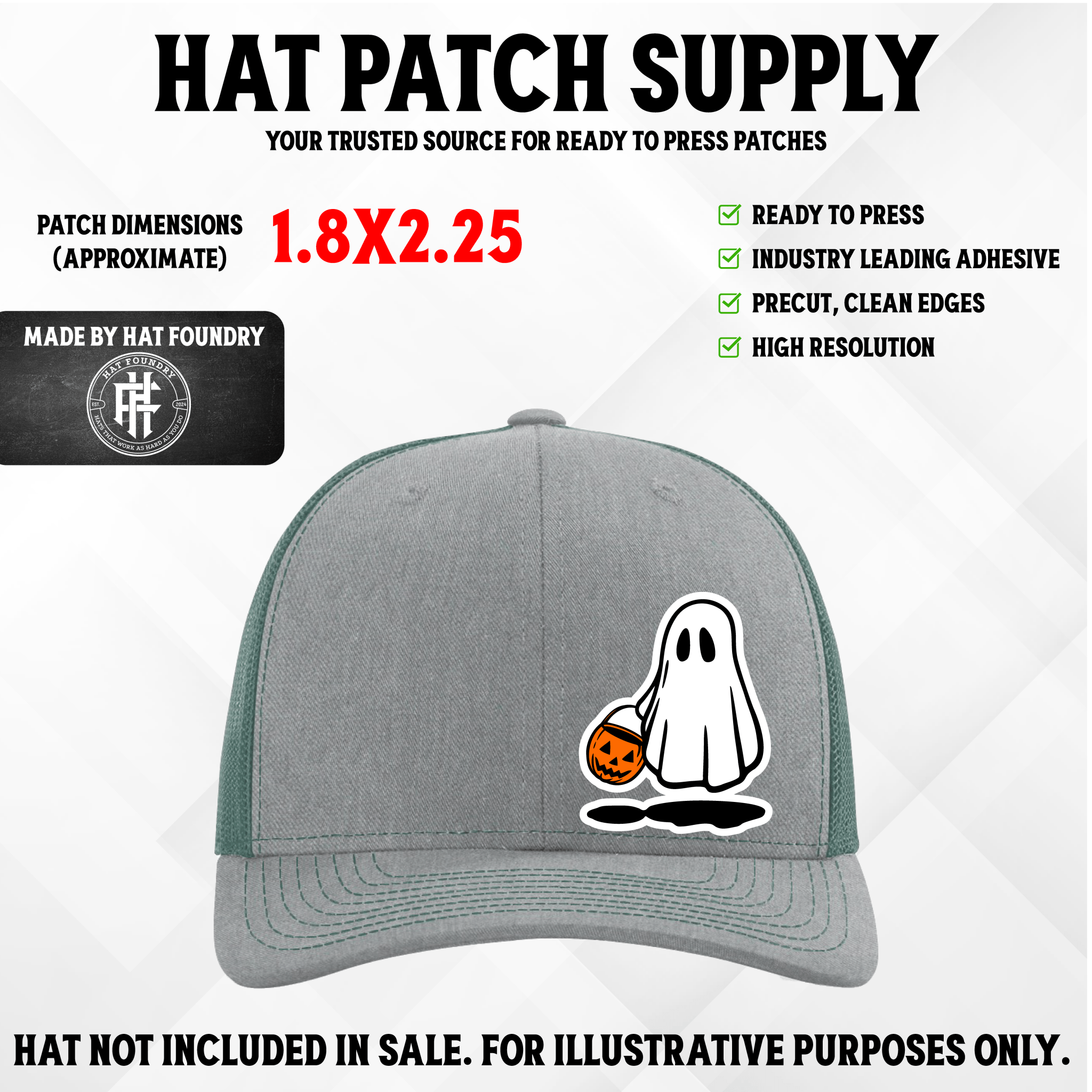 Boo Ghost UV Halloween Hat Patch - Hat Foundry Mercantile