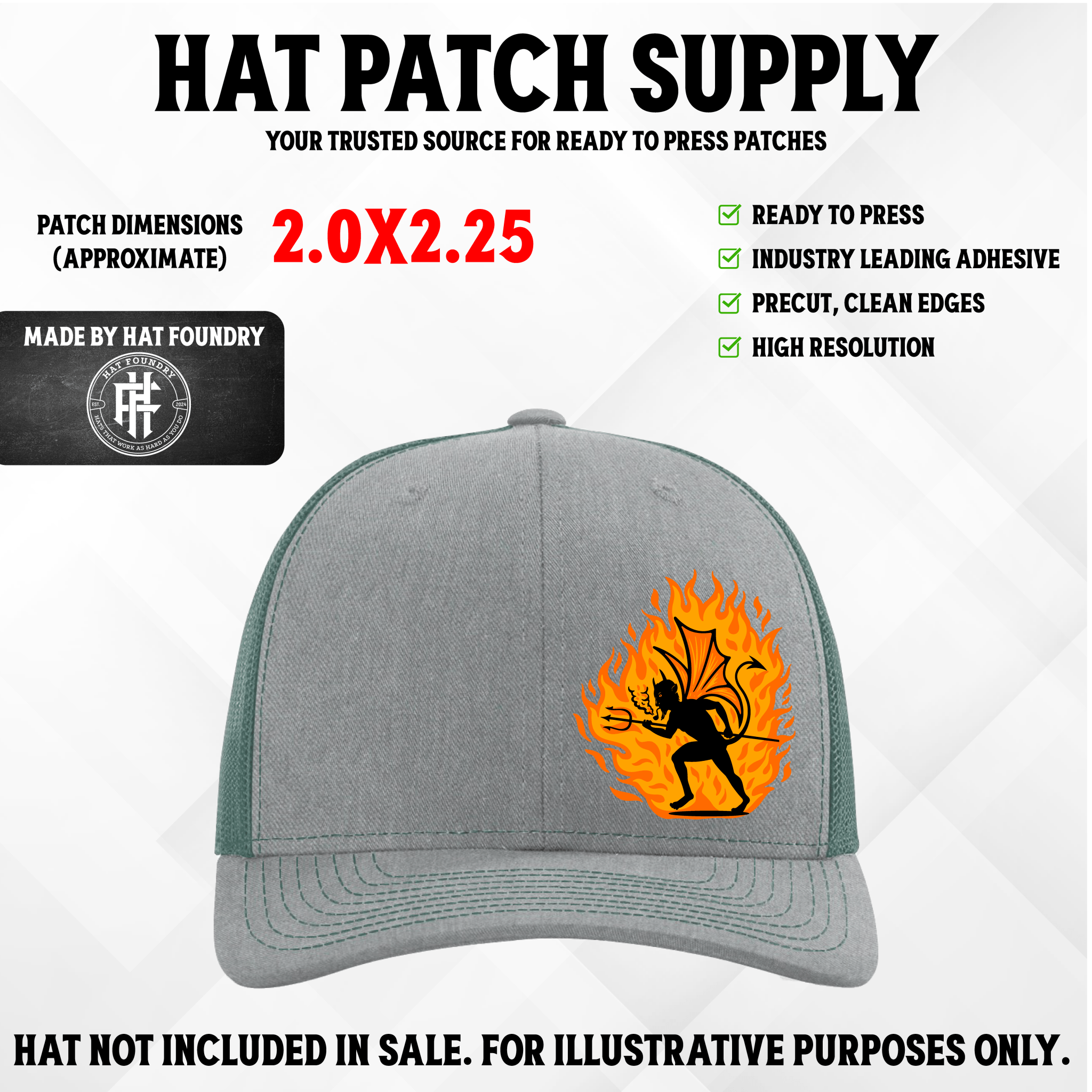 Flame Demon Halloween Hat Patch - Hat Foundry Mercantile