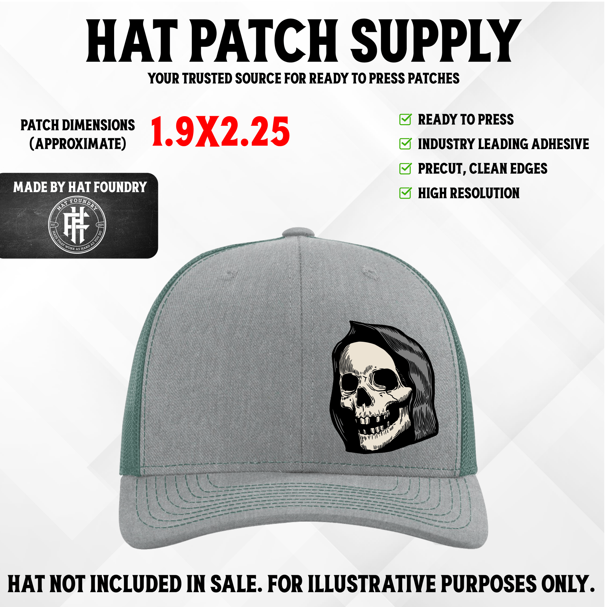 Grim Reaper UV Hat Patch - Hat Foundry Mercantile