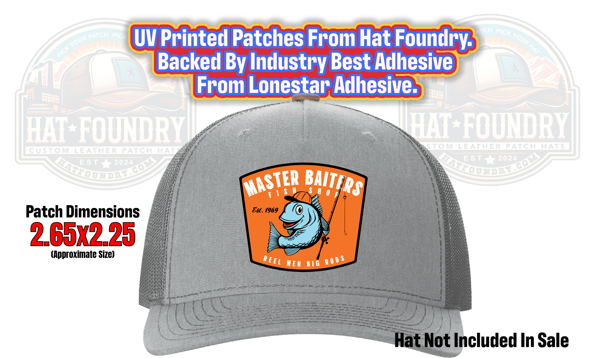 Master Baiters Fish Shop - UV Printed Hat Patch - Hat Foundry Mercantile