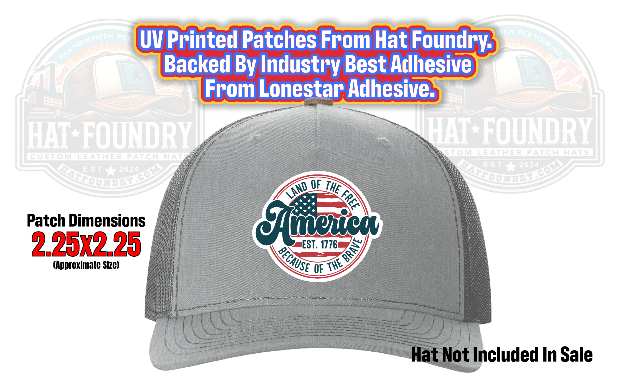 UV Printed America Land Of The Free Hat Patch - Hat Foundry Mercantile