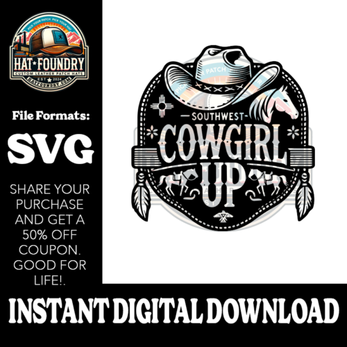 Cowgirl Up SVG Leather Patch Design