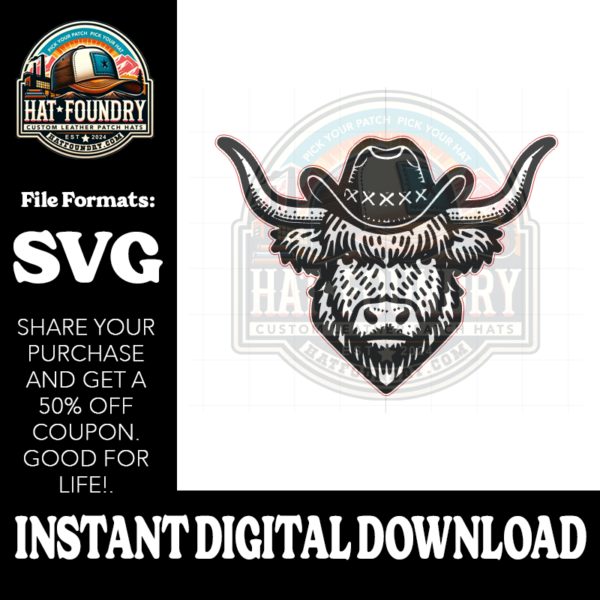 Highland Cow SVG Hat Patch