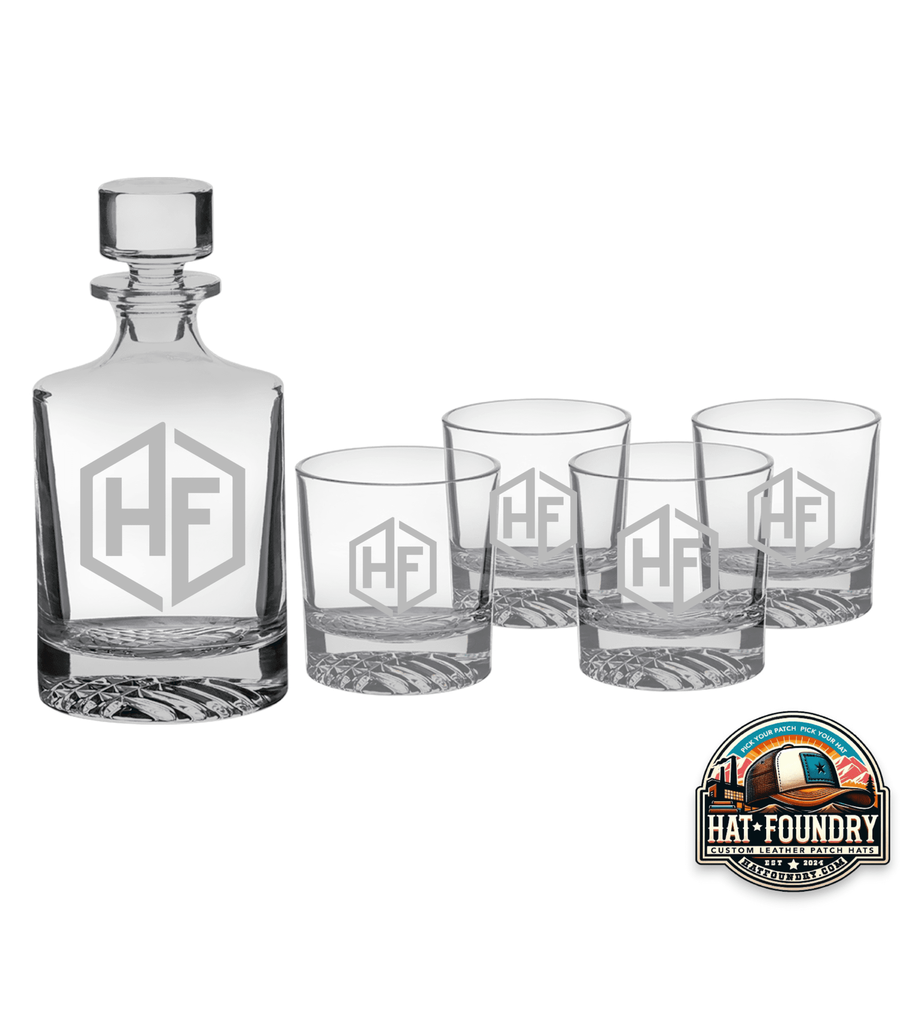 Personalized Laser Engraved Glass Decanter Set